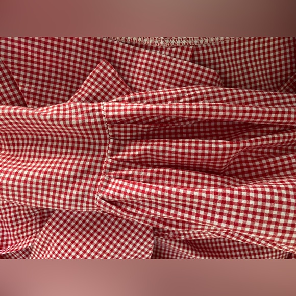 Maison Cleo Julie blouse red gingham top *small blemish* - Picture 10 of 16